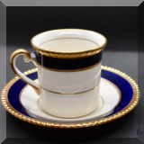 P51. Set of cobalt and gold demitasse cups and saucers. 